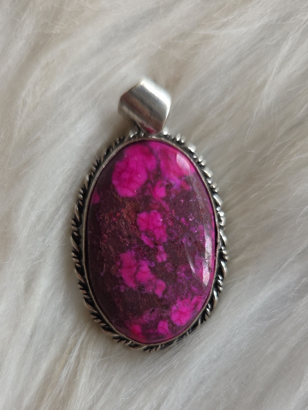 Pink Turquoise Silver Plated Gemstone Necklace Pendant